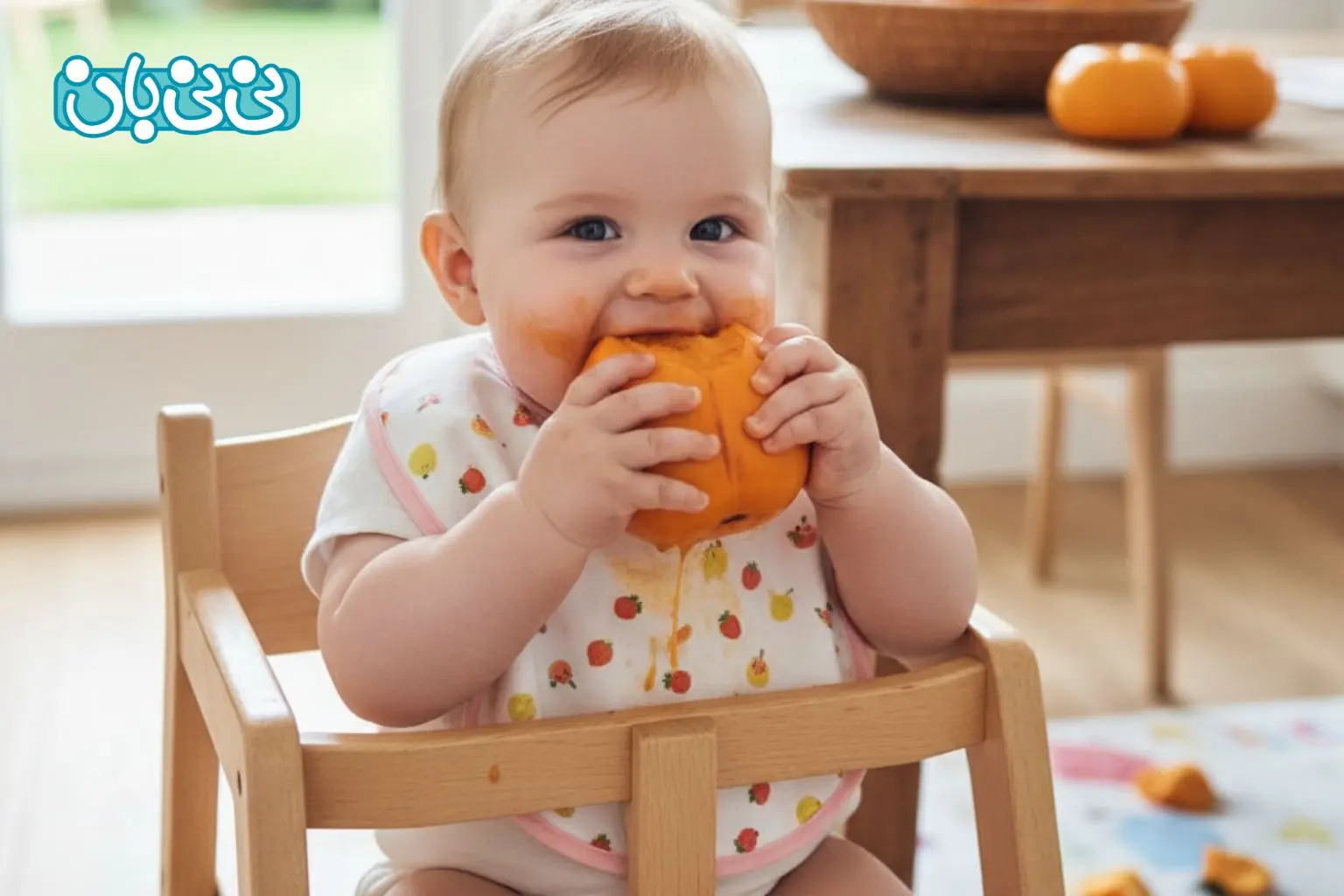 از چند ماهگی می_توانیم به نوزاد خرمالو بدهیم