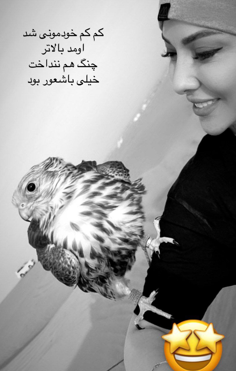 کویر گردی لیلا اوتادی / ژست خانم بازیگر با پرنده شکاری سوژه شد + عکس