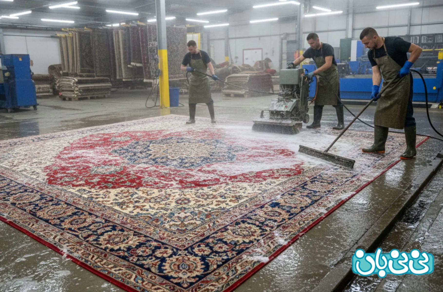 فرش های بزرگ و سنگین از مزایای قالیشویی