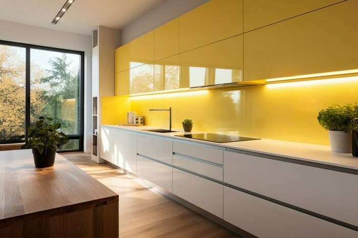 راهنمای انتخاب رنگ کابینت برای آشپزخانه‌ای با لوازم سیلور و مشکی

