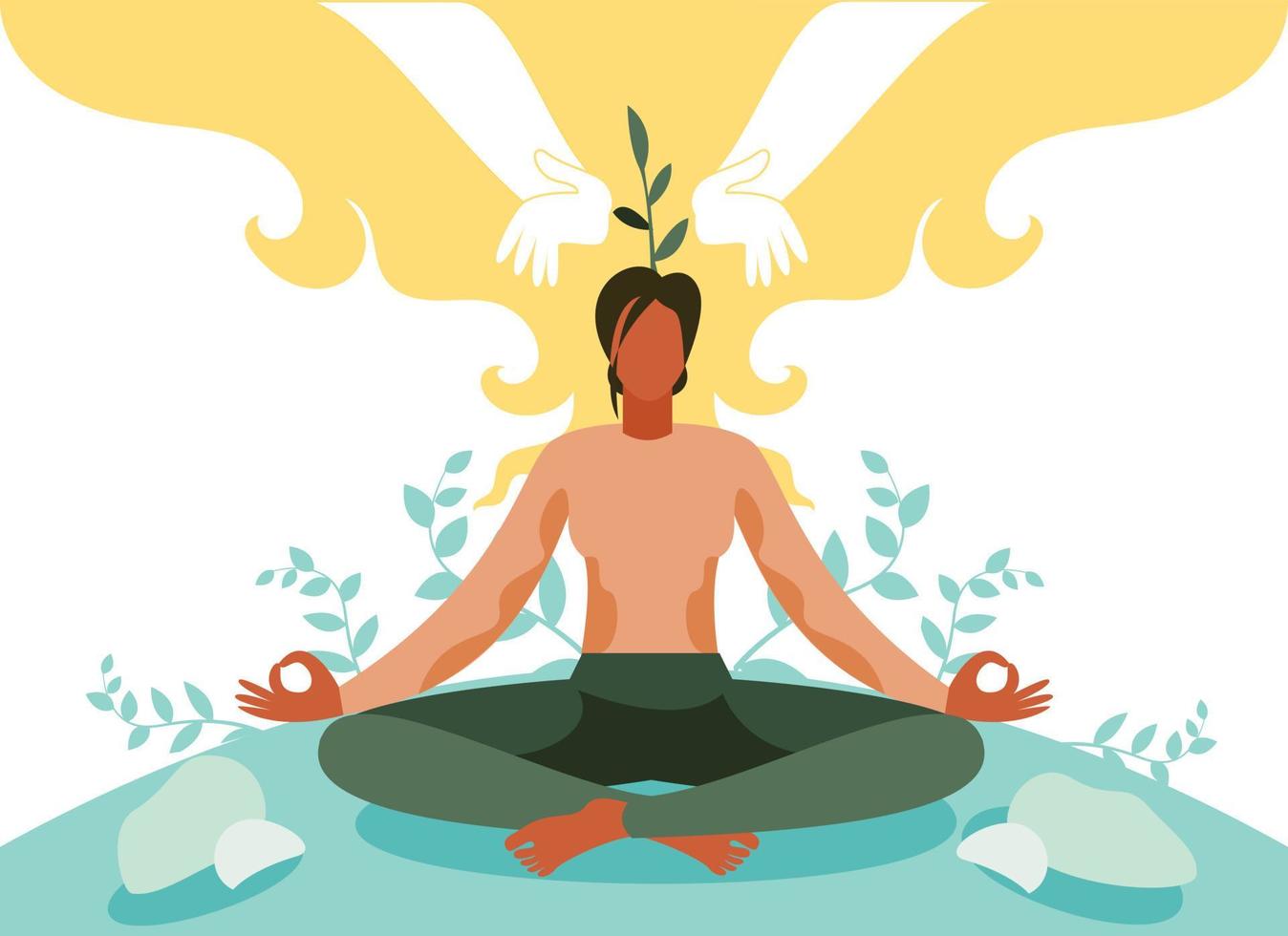 mental-health-illustration-concept-self-meditation-mental-growth-yoga-mindfulness-free-vector