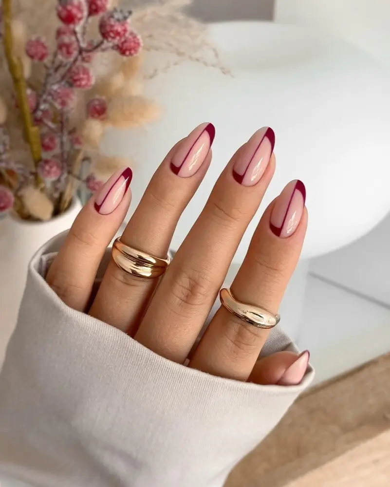 13_burgundy_double_french_with_negative_space_burgundy_nail_ideas