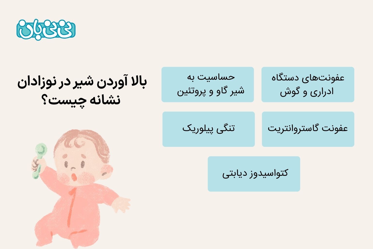 بالا آوردن شیر در نوزادان نشانه چیست؟