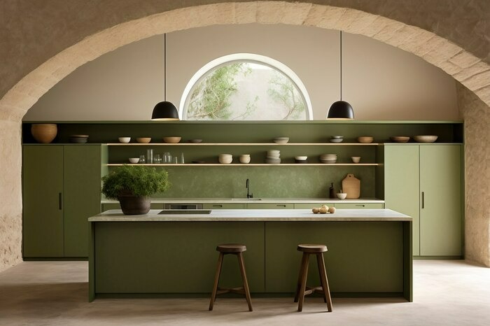 راهنمای انتخاب رنگ کابینت برای آشپزخانه‌ای با لوازم سیلور و مشکی

