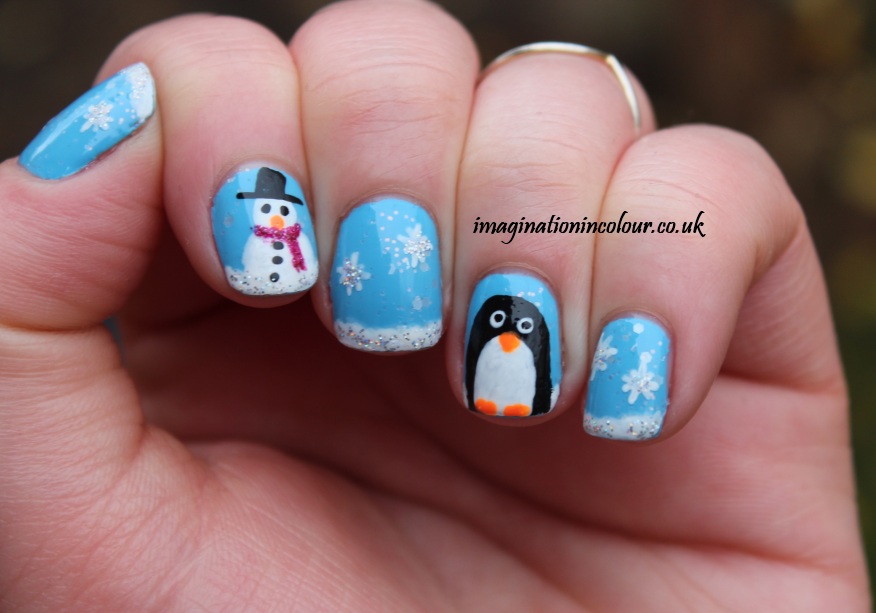 Penguin-Snowman-snow-nail-art-christmas-nail-polish-snowflake-holo-glitter-barry-m-nail-art-pens-snow-effect-cute-christmassy-festive-simple-easy-short-nails-uk-blog-2