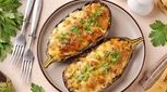 طرز تهیه بادمجان شکم پر شمالی مجلسی با پنیر پیتزا!