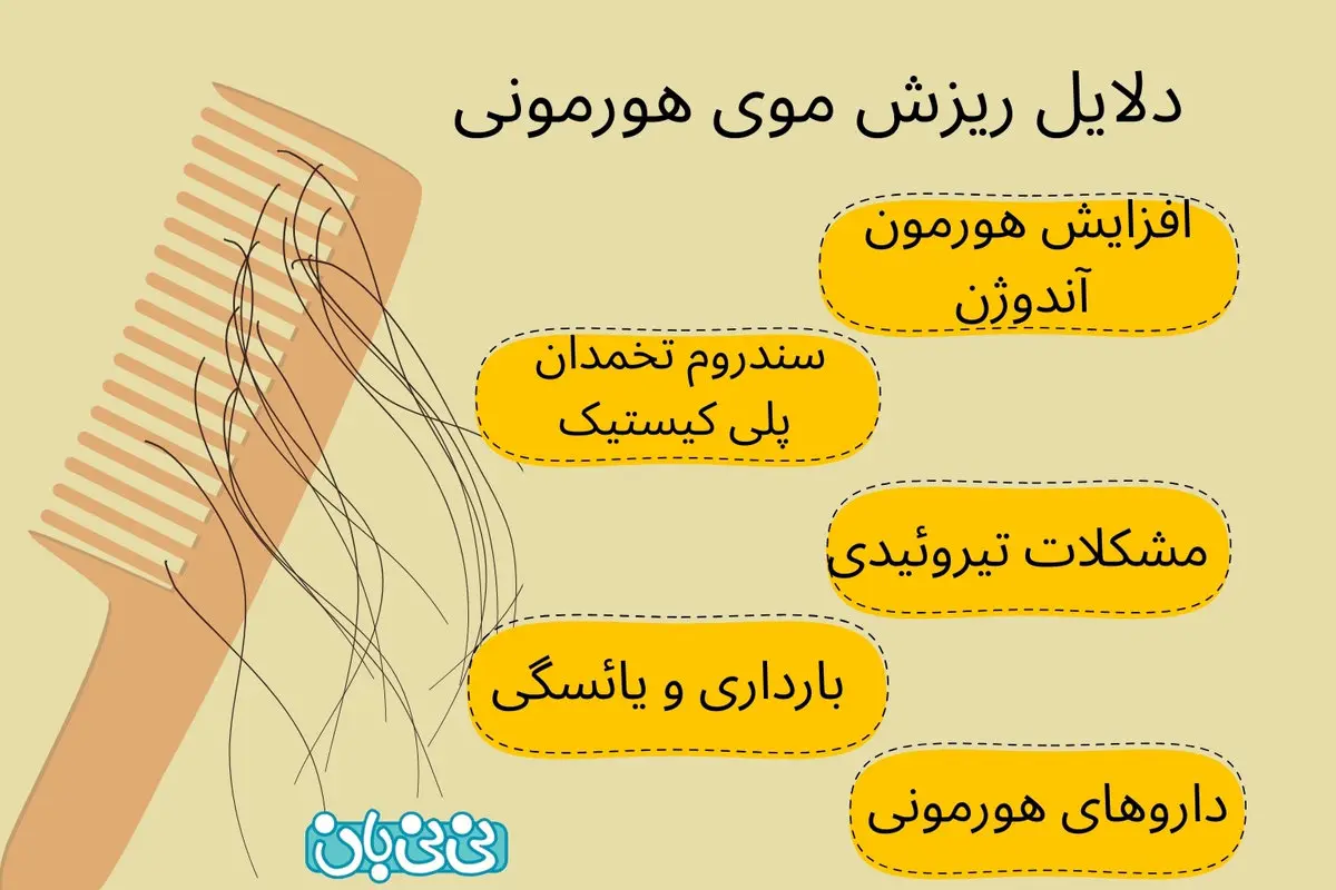 از کجا بفهمیم ریزش مو هورمونی است؟ ۵ دلیل اصلی + ۴ علامت مهم و روش درمان