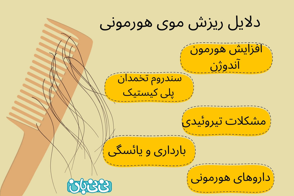 از کجا بفهمیم ریزش مو هورمونی است؟ ۵ دلیل اصلی + ۴ علامت مهم و روش درمان