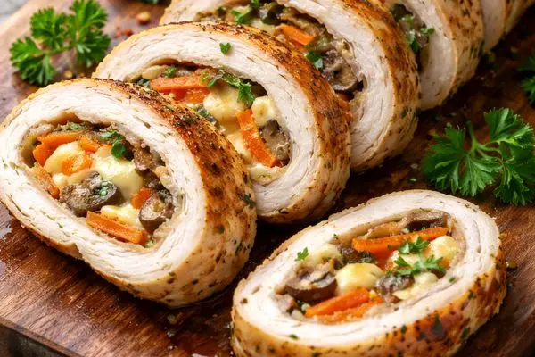 طرز تهیه رولت مرغ خانگی؛ غذایی شیک، مقوی و مناسب مهمانی‌ها