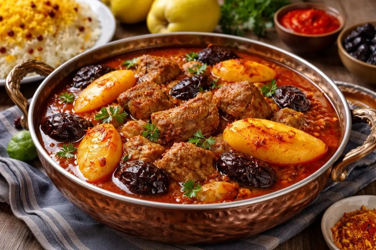 طرز تهیه خورش به آلو مجلسی با طعم خاص و چاشنی ویژه