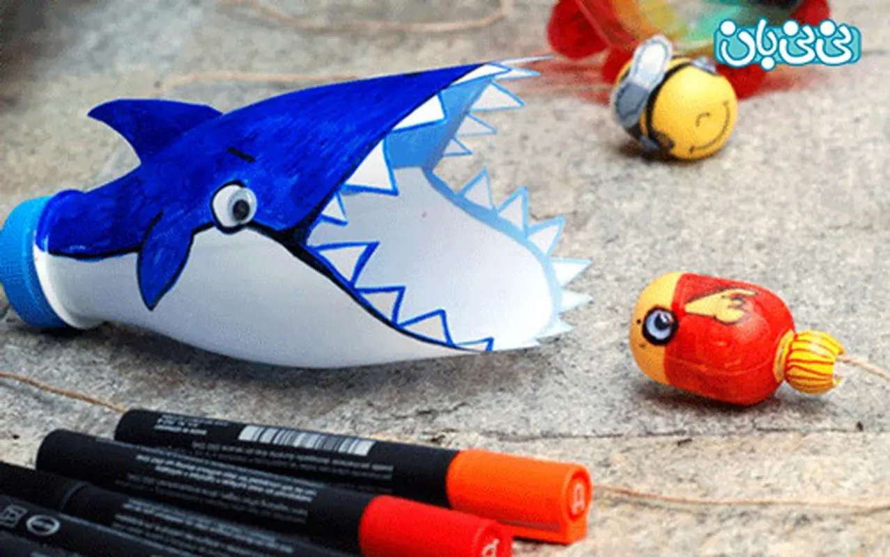 کاردستی برای کودکان، کوسه پلاستیکی