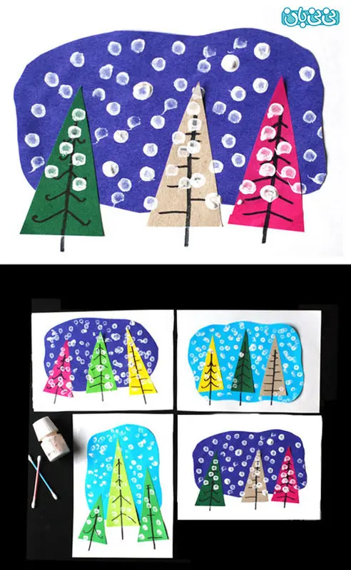 کاردستی کودکانه با مقوا، یک روز برفی