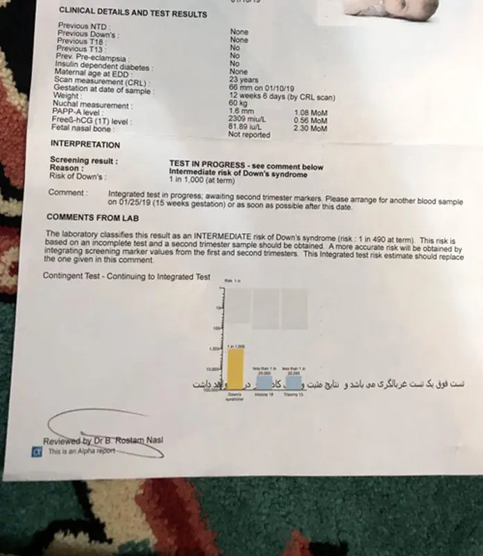 بررسی جواب آزمایش غربالگری، میشه تفسیر کنید؟