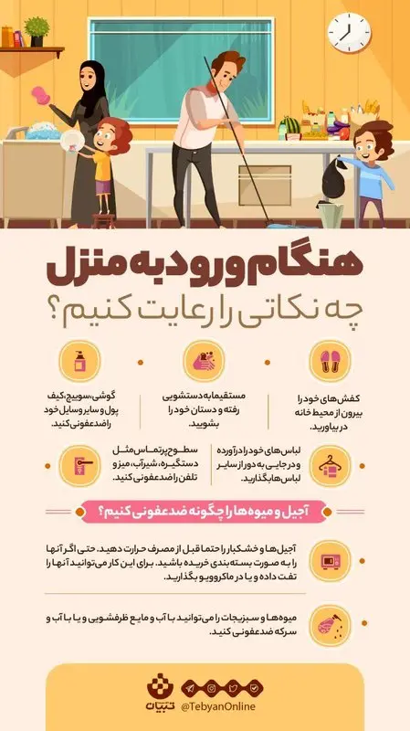 جلوگیری از ویروس کرونا، هنگام ورود به منزل