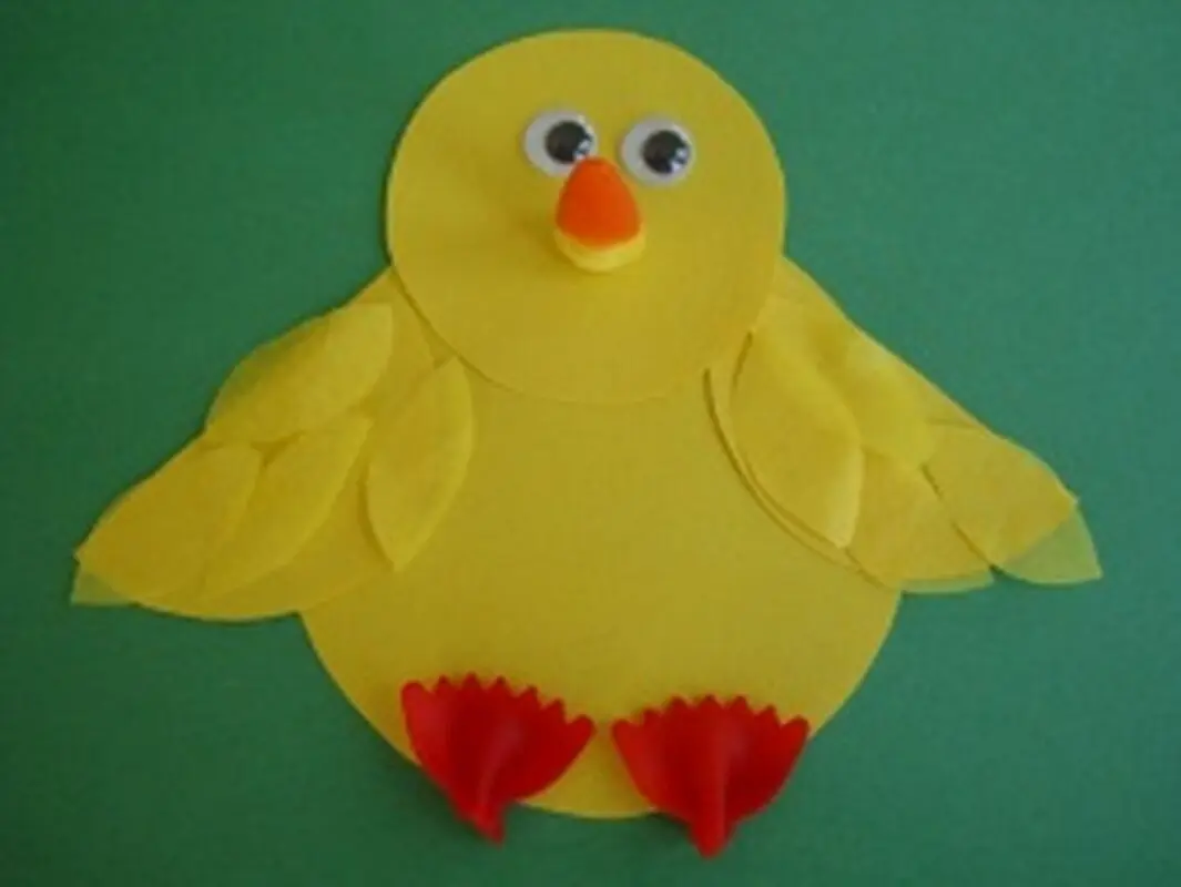 کاردستی با ماکارونی، یک جوجه کوچولوی ساده