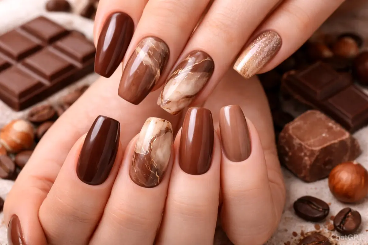 طرح ناخن با تم شکلاتی؛ ترندی گرم و شیک برای استایل‌های خاص
