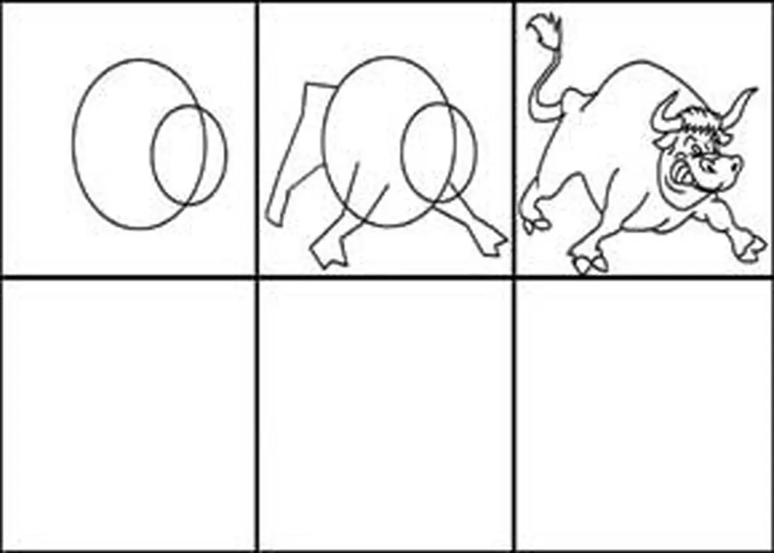 آموزش نقاشی به کودکان، نحوه کشیدن گاو