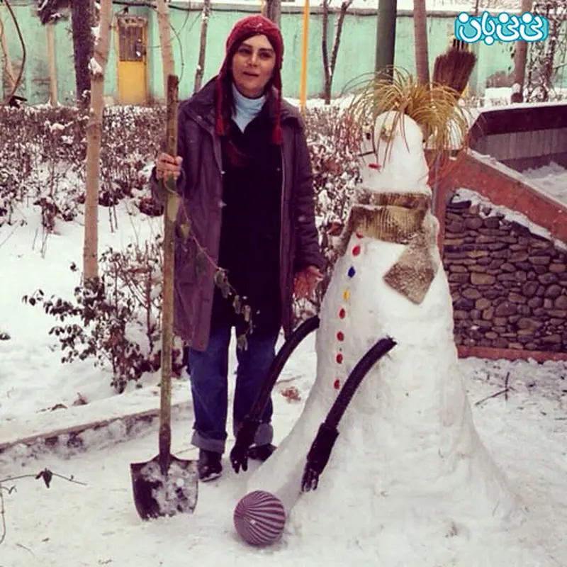 هنگامه قاضیانی بازیگر، آدم برفی ساخت!