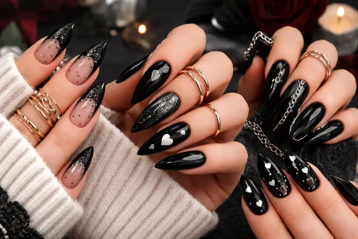 13 مدل ناخن مشکی برای ولنتاین؛ انتخابی خاص و متفاوت برای روز عشق