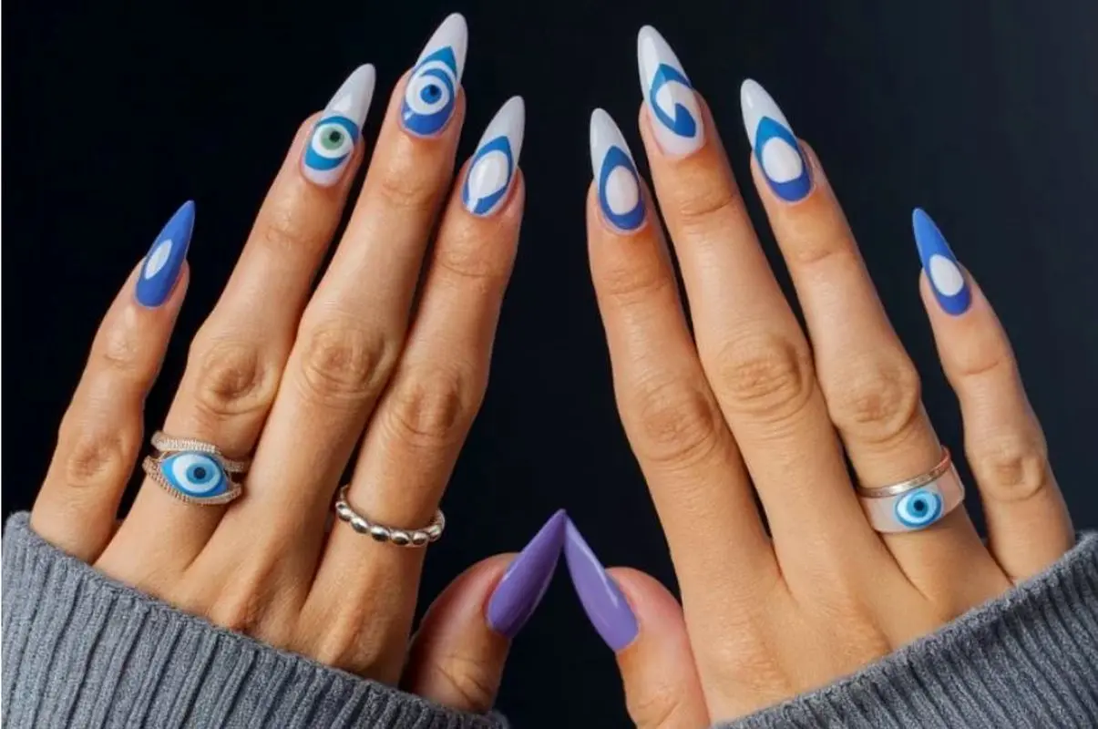 زیباترین دیزاین های ناخن با طرح چشم نظر (تصاویر)