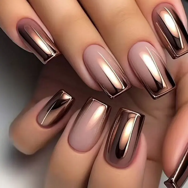  مدل ناخن کروم رزگلد براى مهمانى ها
