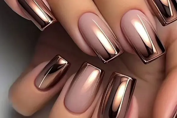 مدل ناخن کروم رزگلد براى مهمانى ها