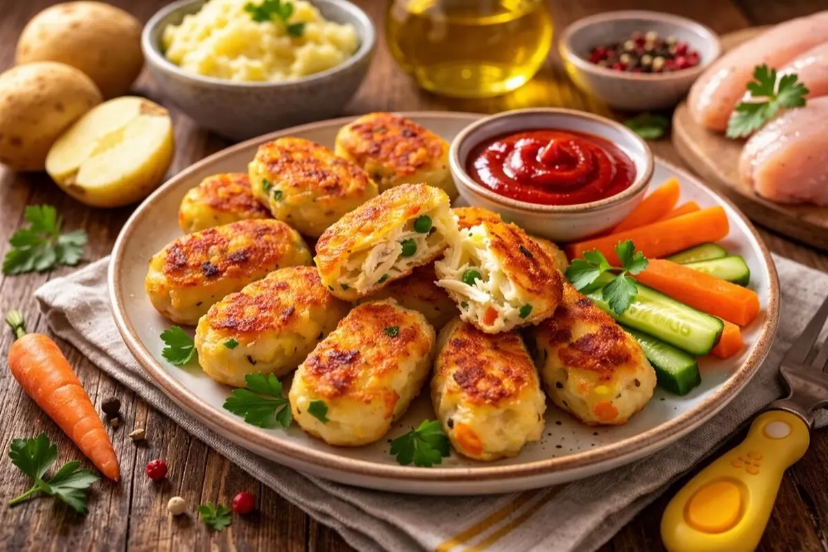 طرز تهیه غذای انگشتی سیب‌زمینی و مرغ برای کودک (بدون قاشق، مخصوص ۶ تا ۲۴ ماه)