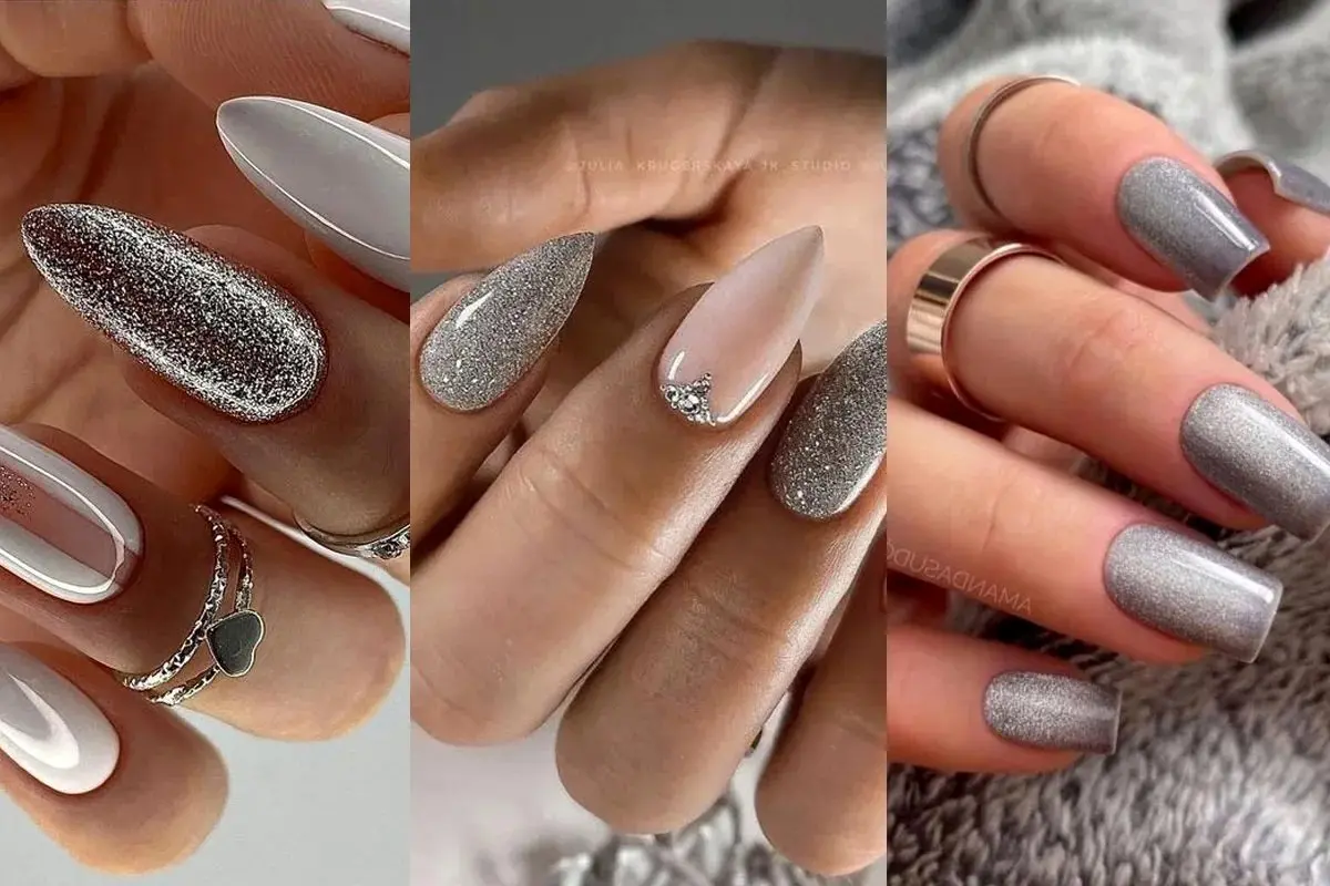 ایده های شیک و خلاقانه ناخن شاینی نقره ای