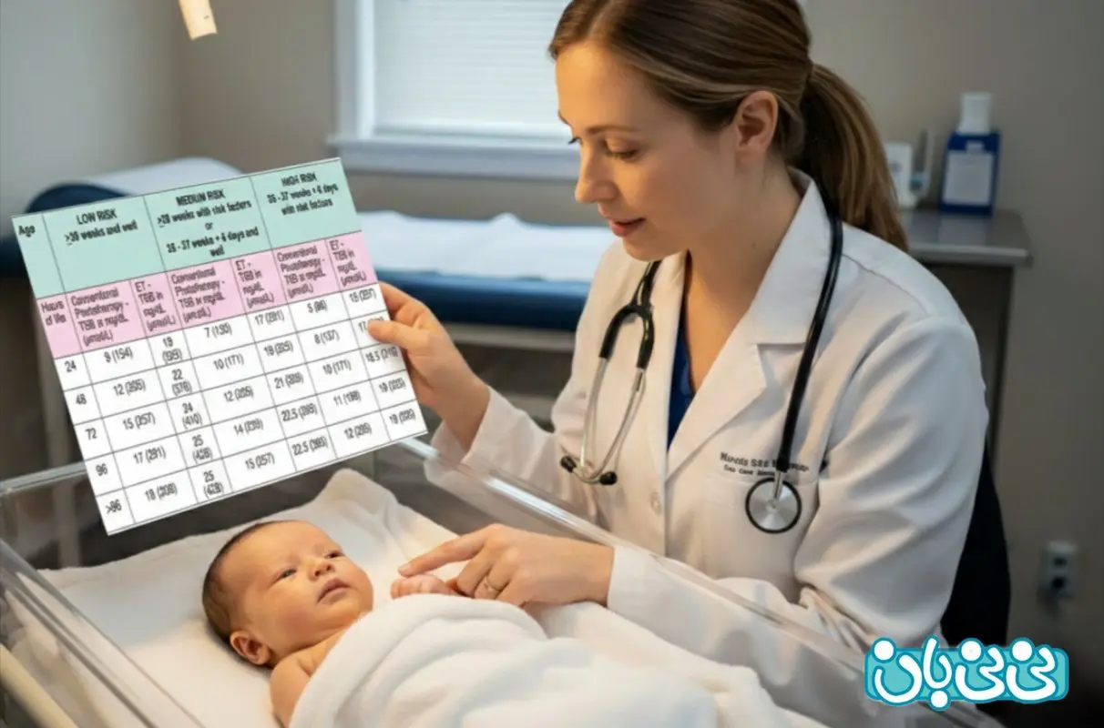 جدول درجه‌بندی زردی نوزاد بر اساس سن + جدول اقدام بر اساس شدت